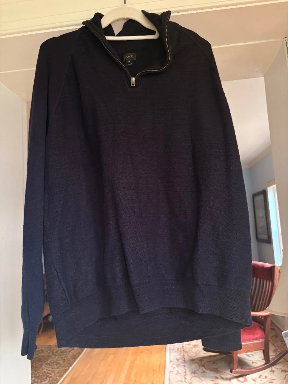 Jcrew J.Crew Mens Navy Blue Cotton Business Casual Sport 1/4 Zip Sweater XL